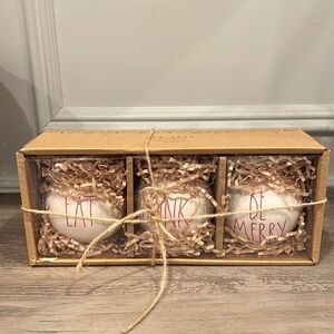 Rae Dunn Believe Eat Drink Be Merry Ceramic Ornaments